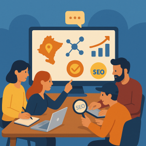 Equipo de marketing trabajando unido en una estrategia digital personalizada