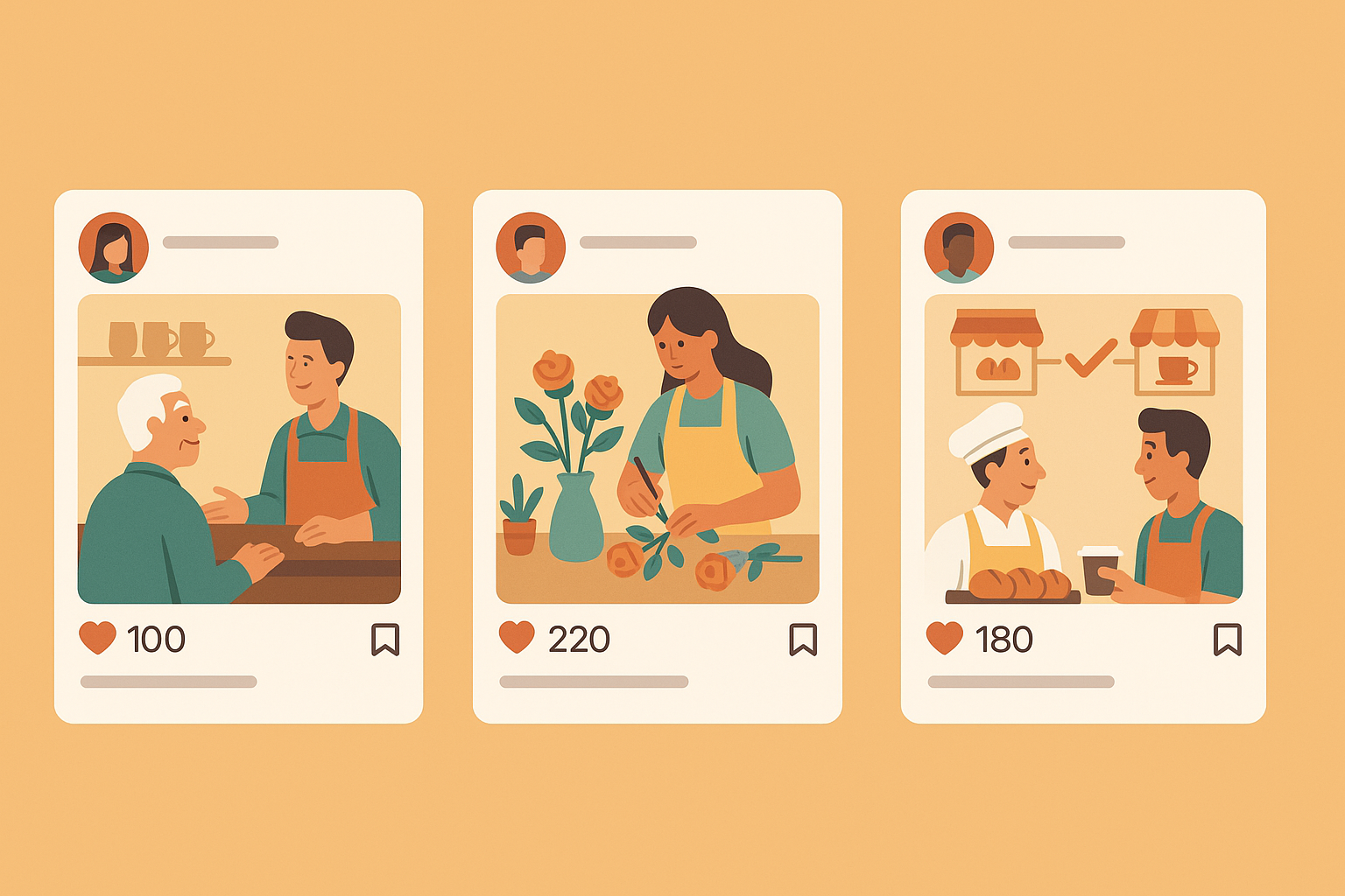 Publicaciones en redes sociales mostrando storytelling, procesos y alianzas locales