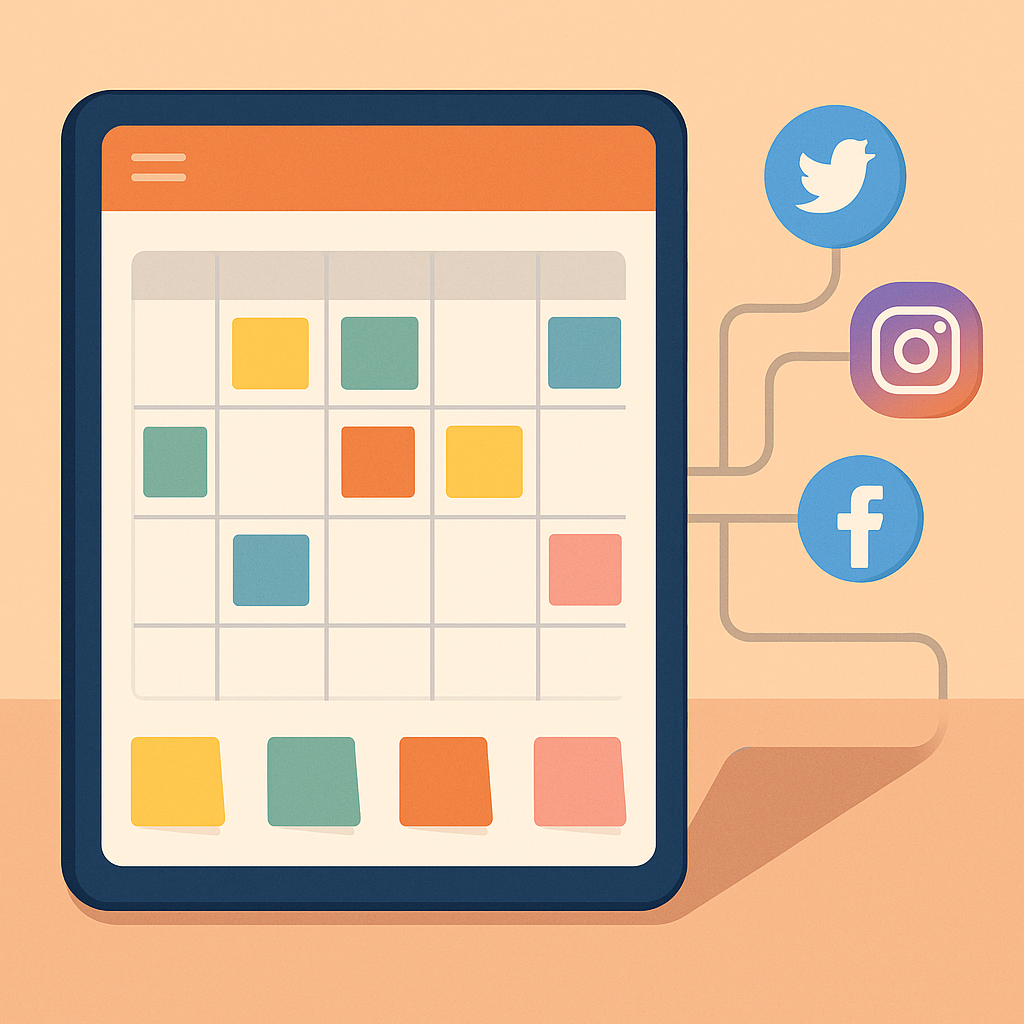 Calendario editorial digital organizado por tipo de contenido para redes sociales