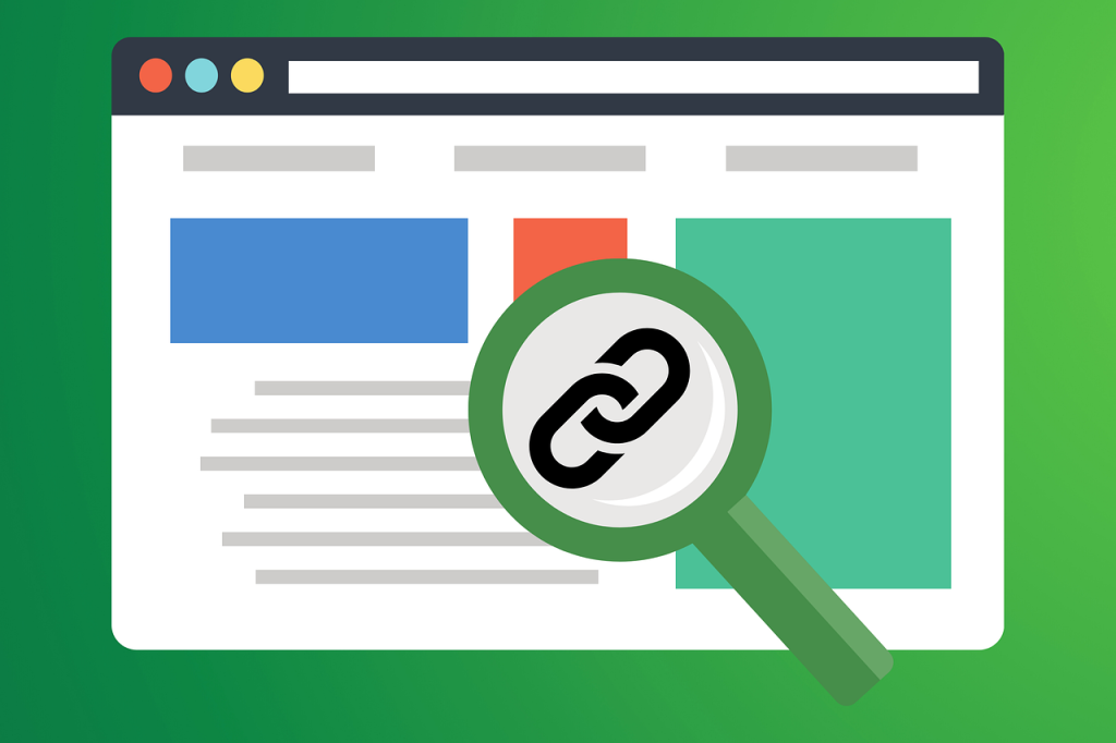 Ilustración de análisis de enlaces en una página web como parte del trabajo de posicionamiento SEO.